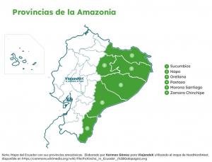 Imagen Mapa de la región amazónica del Ecuado
