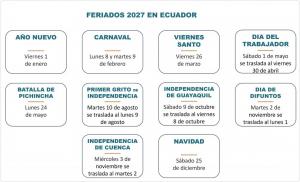 Imagen Calendario de feriados 2027